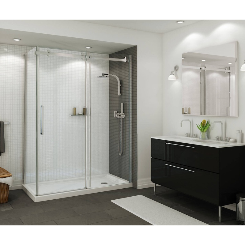 MAAX 410006-503-001-002 B3Round 6036 Acrylic Corner Right Shower Base in White with Right-Hand Drain