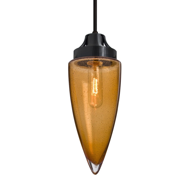 One Light Pendant from the Sulu Collection in Black Finish by Besa