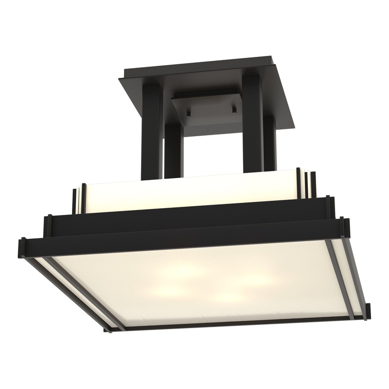 Steppe Large Semi-Flush Black White Art Glass (BB)