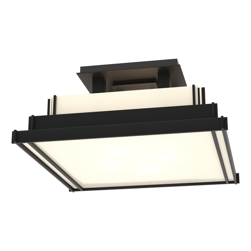 Steppe Small Semi-Flush Black Ivory Art Glass (CC)
