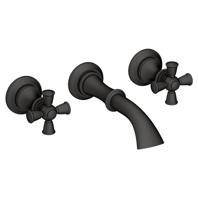 Sutton Two Handle Wall-Mount Bathroom Faucet with Cross Handles – Flat Black