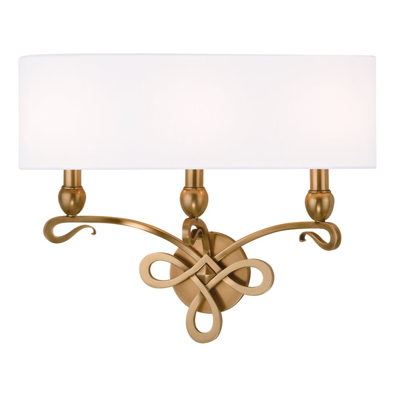 Three Light Wall Sconce from the Pawling Collection in Aged Brass Finish by Hudson Valley