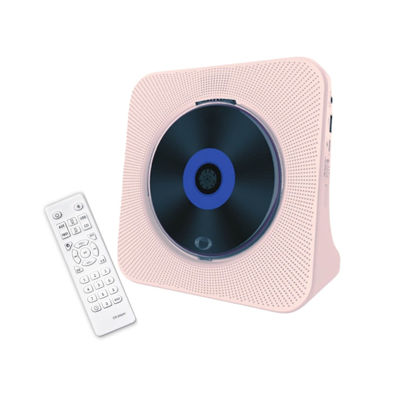 Tooleroo USB Rechargeable Desktop CD Player Speaker  Bluetooth Portable Pink