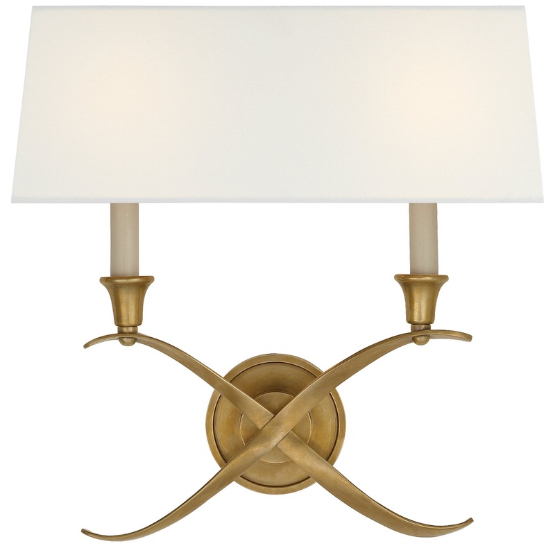 Two Light Wall Sconce from the Cross Bouillotte Collection in Antique-Burnished Brass Finish by Visual Comfort Signature