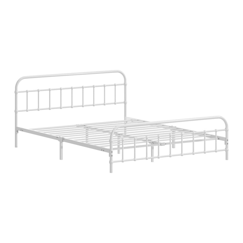 Bed Frame Metal Queen Size Bed Platform White