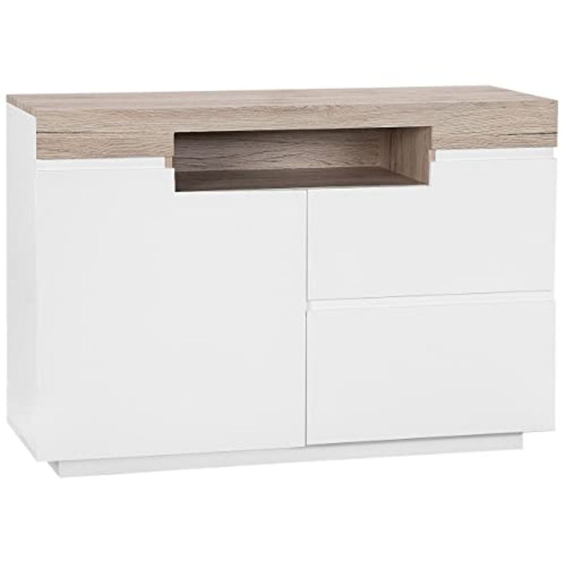 Beliani Credenza laminata in color legno chiaro/bianco Marlin