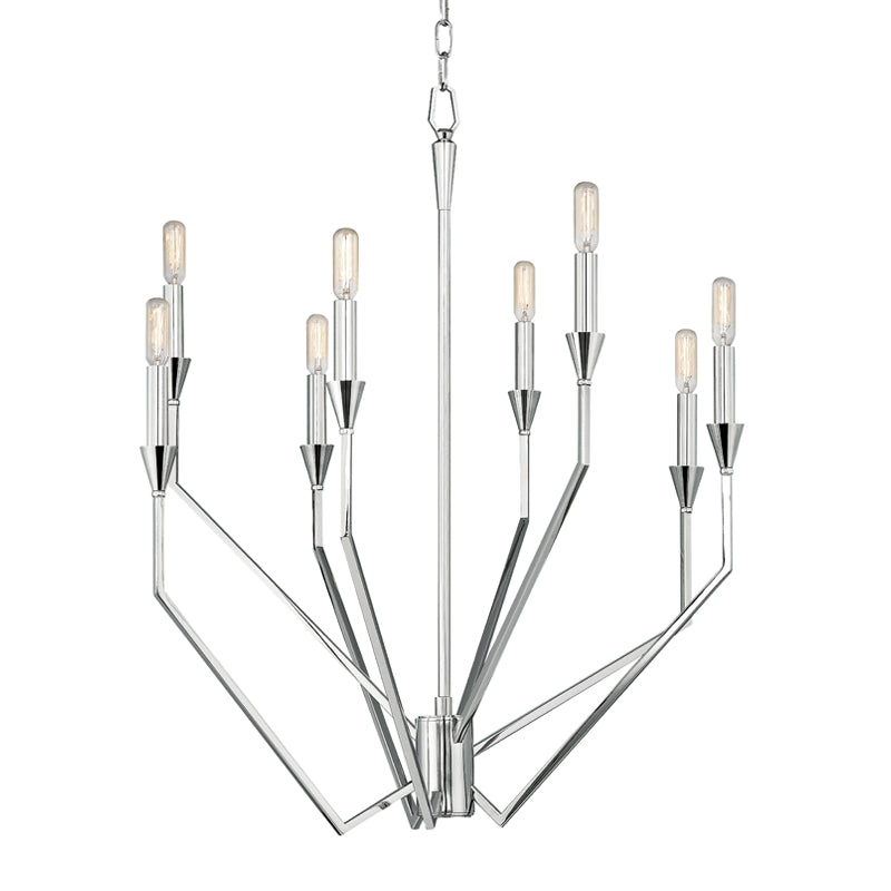 Eight Light Chandelier from the Archie Collection in Polished Nickel Finish by Hudson Valley