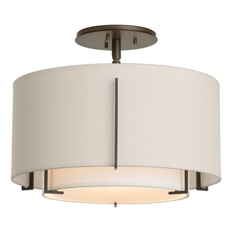 Exos Small Double Shade Semi-Flush Dark Smoke Natural Anna Inner Shade & Flax Outer Shade