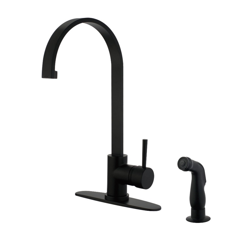 Gourmetier LS8710DLSP Concord Single-Handle Kitchen Faucet with Side Sprayer, Matte Black