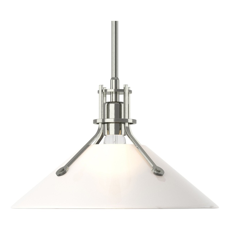 Henry Medium Glass Shade Pendant Sterling Frosted Glass (FD)