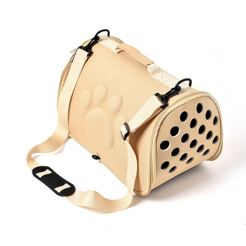 Khaki Stylish EVA Pet Carrier Bag – Lightweight Portable & Breathable Travel Crate for Small Dogs & Cats