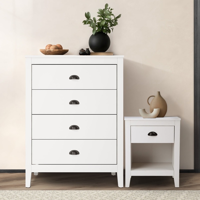 Oikiture 4 Chest of Drawers and Bedside Table Vintage Bedroom Set