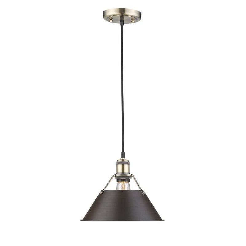 One Light Pendant from the Orwell Collection in Aged Brass Finish by Golden