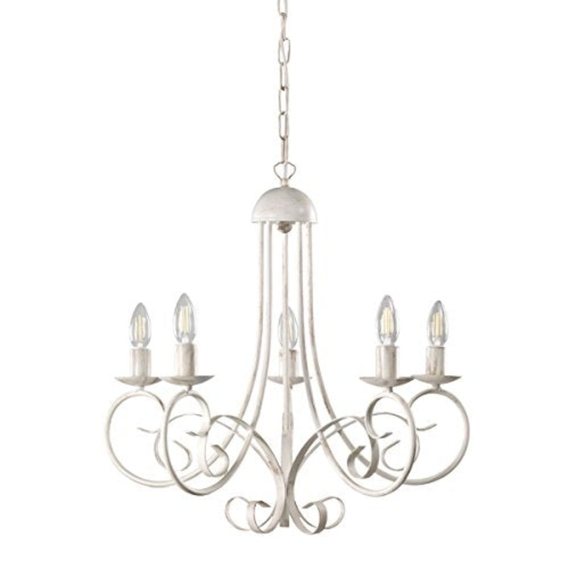 ONLI Pompei – Lampadario 5 luci, stile classico ed elegante. Struttura in metallo. Bianco