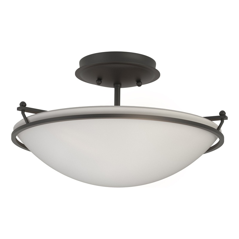 Plain Small Semi-Flush Black Opal Glass (GG)