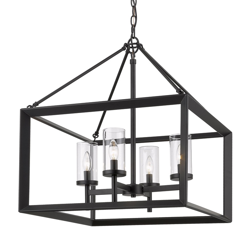 Smyth 4 Light Chandelier in Matte Black with Clear Glass Shades