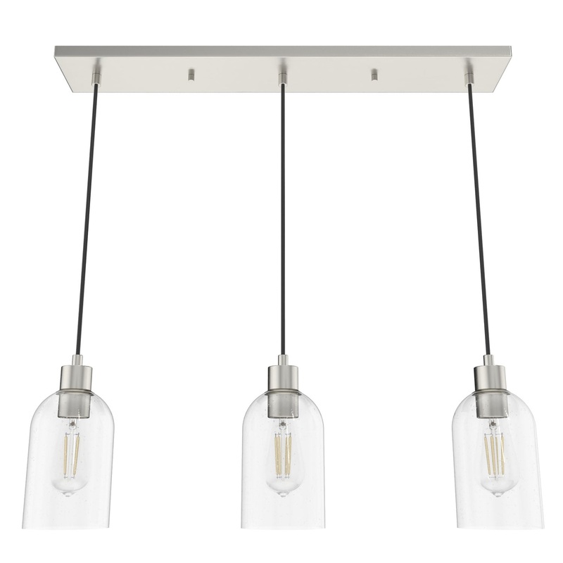 Three Light Linear Cluster from the Lochmeade Collection in Brushed Nickel Finish by Hunter