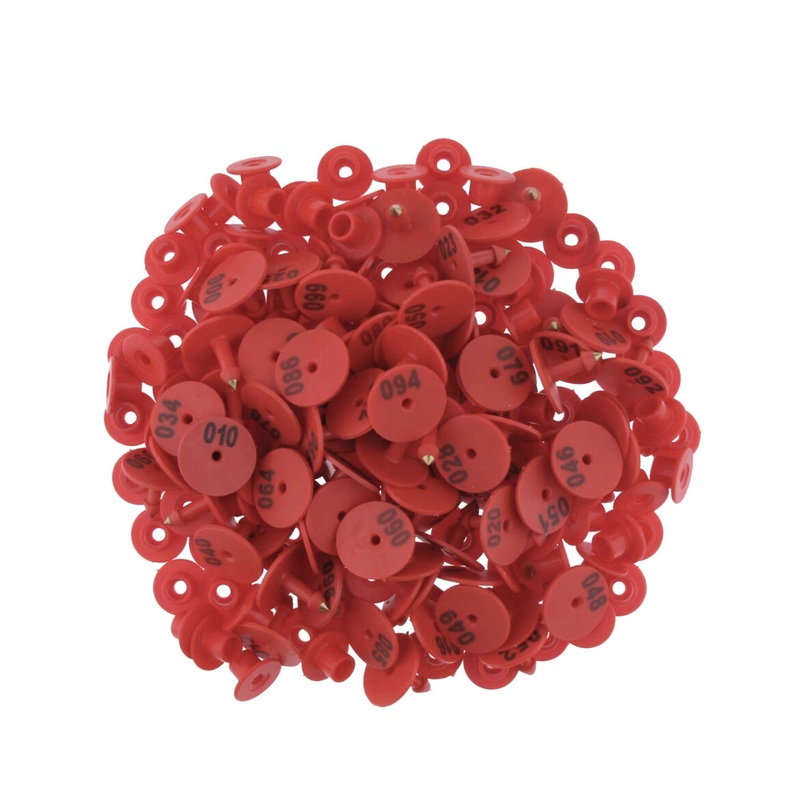 1-100 Cattle Number Ear Tag Set – Round Red Pig Sheep Goat Livestock Label