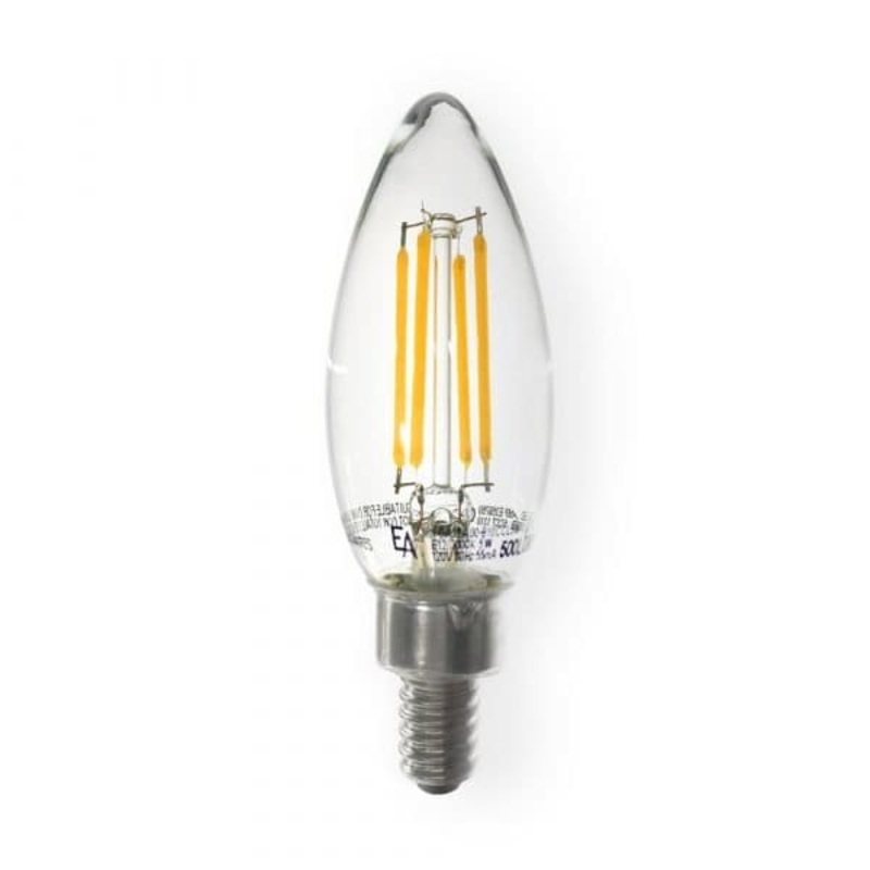5.0W E12 Dimmable Replacement Lamp, Torpedo Shaped (B10) Filament Bulb W/ Clear Lens, Input Voltage 100-120V Ac, 5.0W/500 Lumens, Cri>90, Cct 3000K LED Miniature Lamp by Emery Allen