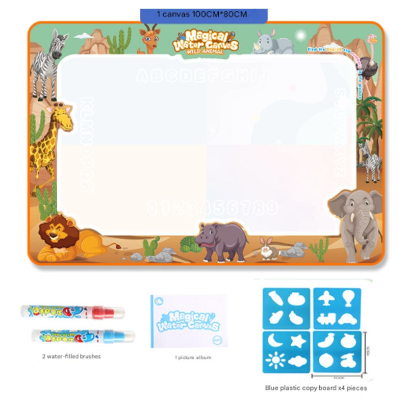 African animals Giant Aqua Magic Doodle Mat 100x80cm – Mess-Free Reusable Water Drawing Pad for Creative Kids