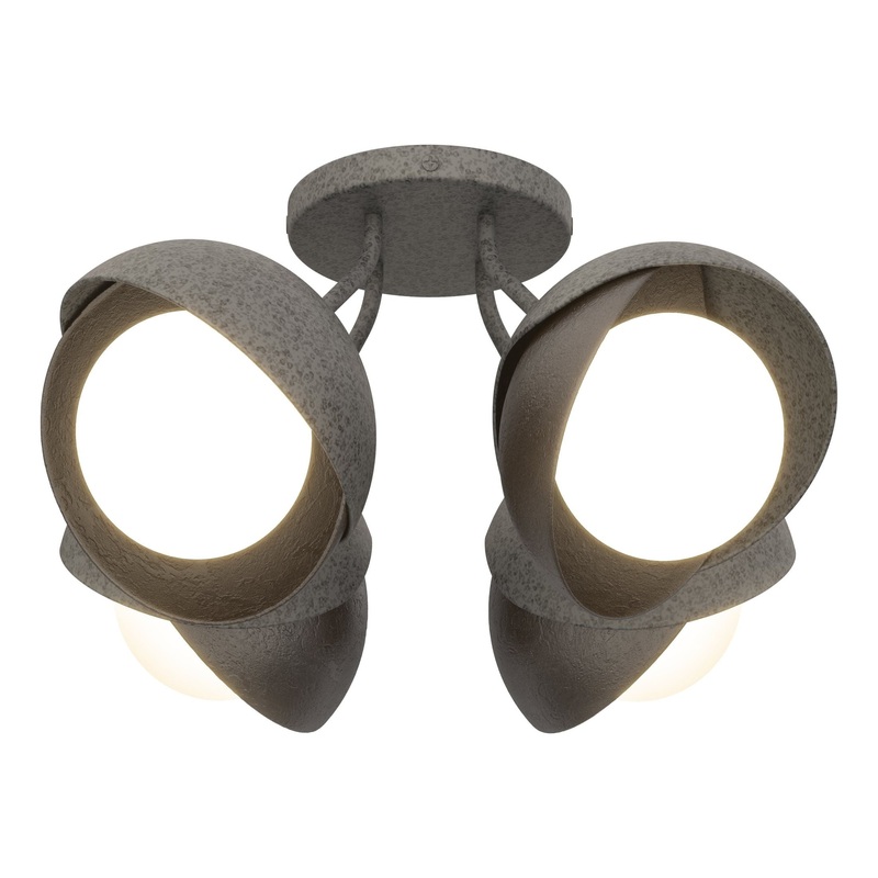 Brooklyn 4-Light Double Shade Semi-Flush Natural Iron Oil Rubbed Bronze
