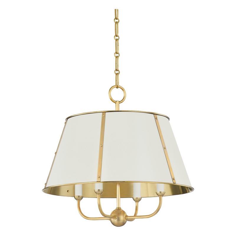 Cambridge 4-Light Chandelier Aged Brass/Off White