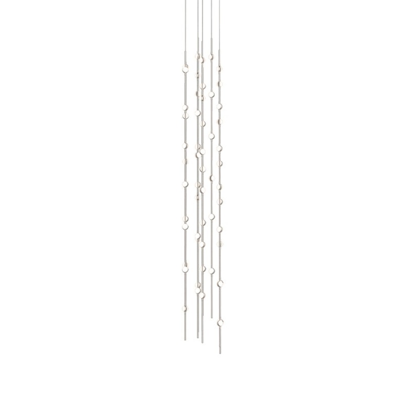 Constellation Andromeda Tall 12″ Round LED Pendant Satin Nickel with White Optical Acrylic 2700K 10′ Adjustable Cord