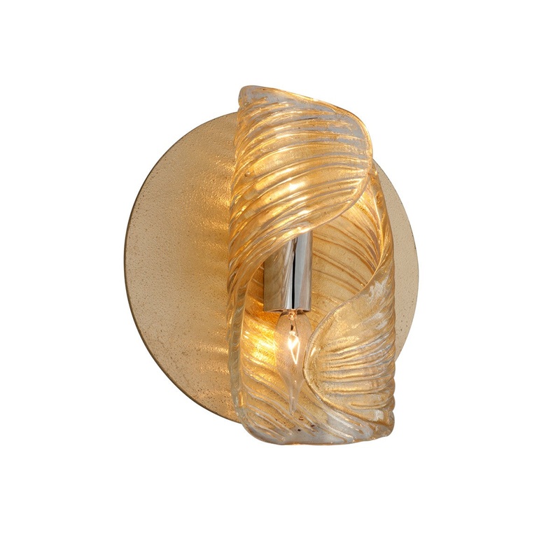 Corbett Lighting 246-12 Flaunt Two Light Wall Sconce Gold Leaf W Polished Stainless (Discontinued)