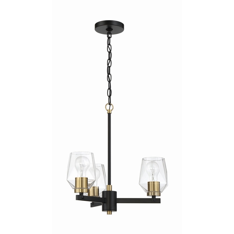 Craftmade 56923-FBSB Avante Grand Three Light Chandelier Flat Black/Satin Brass