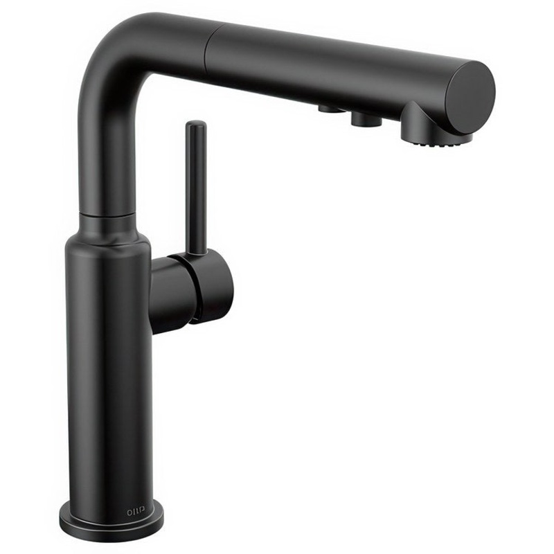 Kitchen Faucet Daneri Widespread Spread 1 Lever ADA Matte Black Square Swivel 360 DEG 1 Hole Deck Mount Diamond Seal Touch-Clean MagnaTite 1.8 Gallons per Minute