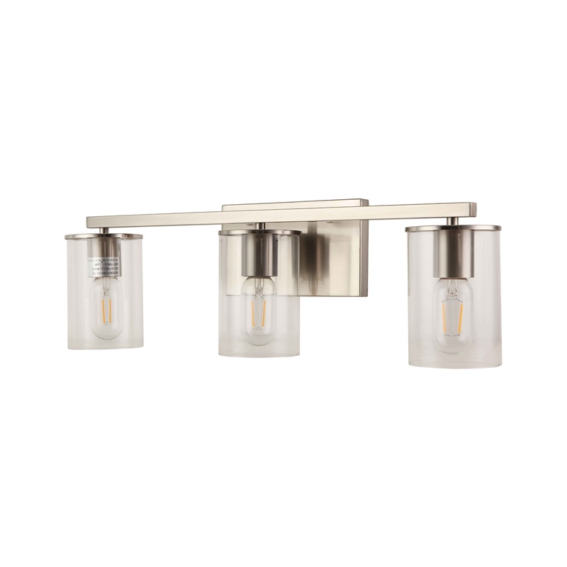 Moraine 3-Light Vanity Satin Nickel with Clear Glass