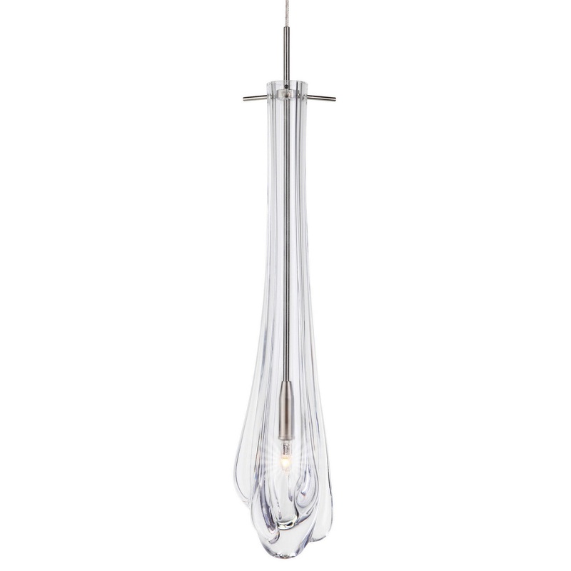 One Light Pendant from the Dew Drop Collection in Polished Nickel Finish by Stone Lighting