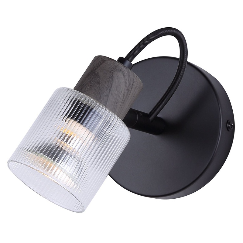 Owen 1-Light Flush Mount Black and Faux Wood