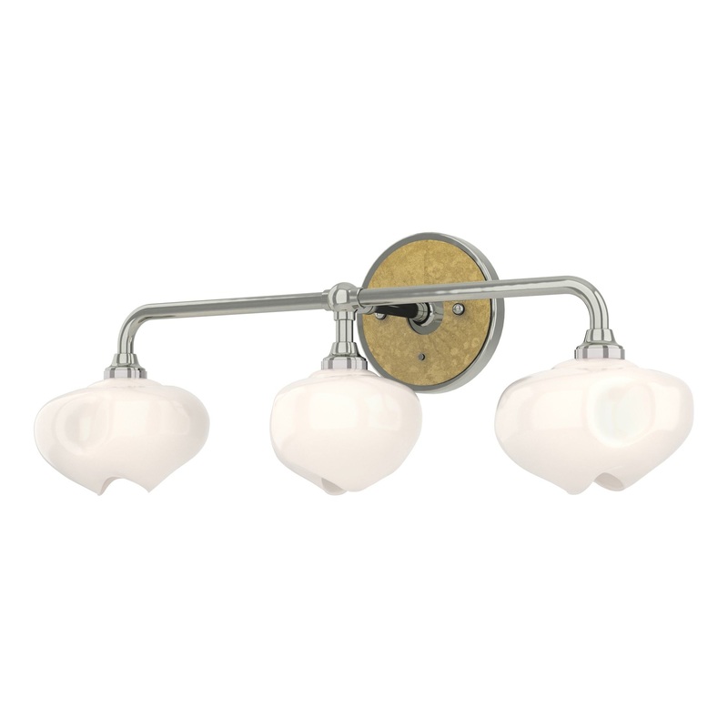 Ume 3-Light Curved Arm Bath Sconce Sterling Modern Brass