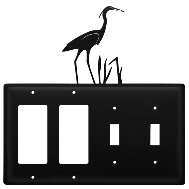Village Wrought Iron EGGSS-133 Quad Heron Double GFI and Double Switch Cover CUSTOM Product