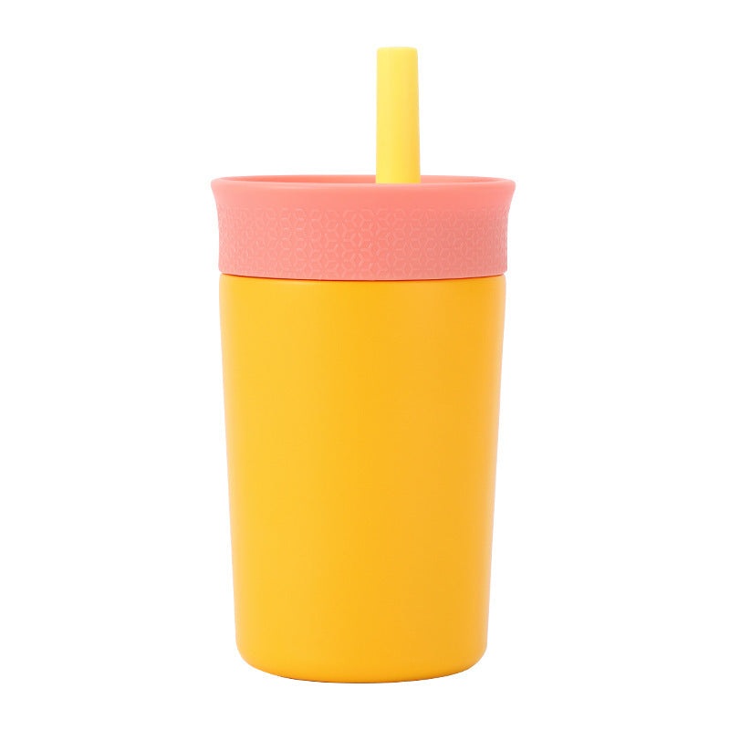 2 Pcs Yellow 12oz Insulated Tumbler with Straw – 304 Stainless Steel, BPA-Free, Leak-Proof Coffee Mug for Hot and Cold Drinks