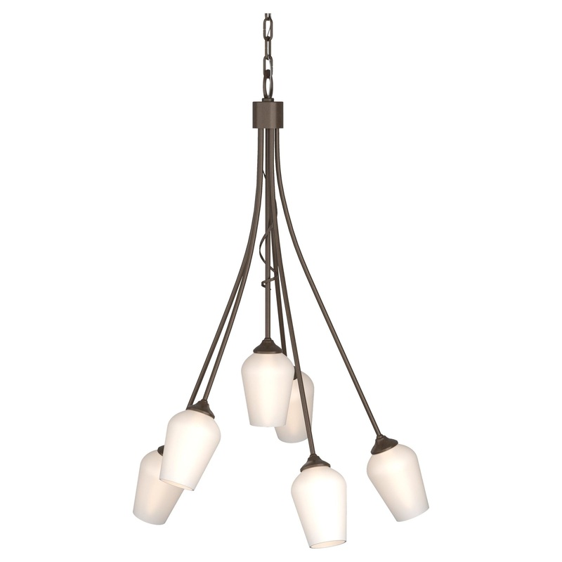 Flora 6-Arm Chandelier Bronze Opal Glass (GG)