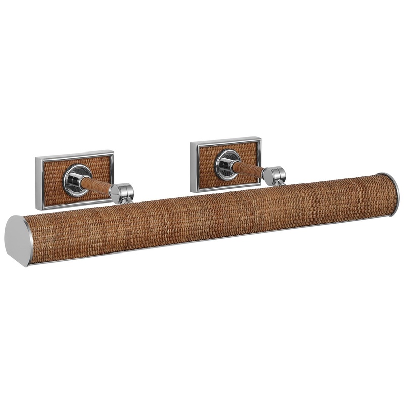LED Picture Light from the Halwell Collection in Polished Nickel And Natural Woven Rattan Finish by Visual Comfort Signature