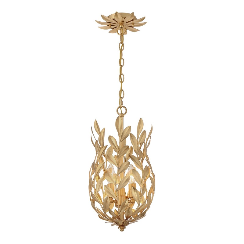 Three Light Mini Pendant from the Broche Collection in Antique Gold Finish by Crystorama