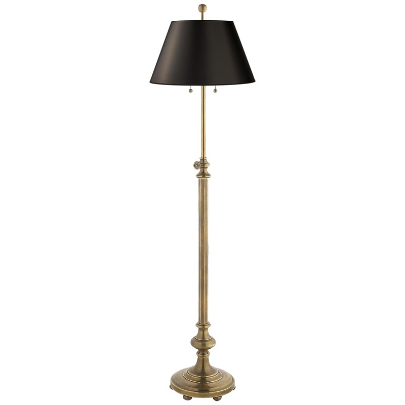 Two Light Floor Lamp from the Overseas Collection in Antique-Burnished Brass Finish by Visual Comfort Signature