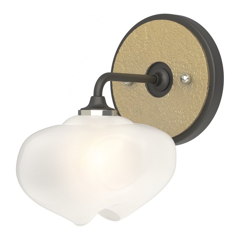 Ume 1-Light Curved Arm Bath Sconce Black Modern Brass