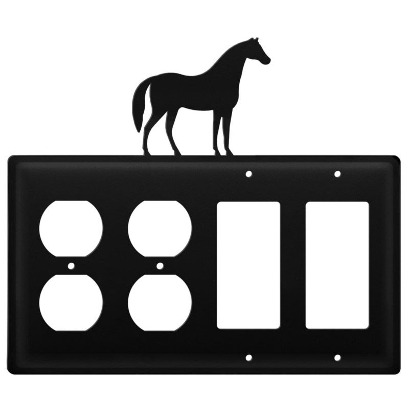 Village Wrought Iron EOOGG-68 Quad Horse Double Outlet and Double GFI Cover CUSTOM Product