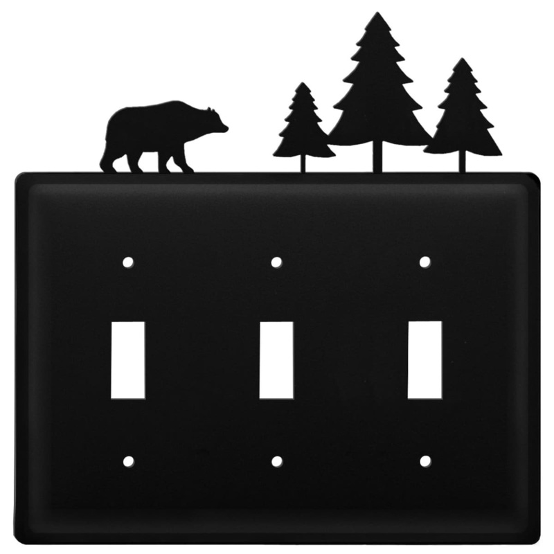 Village Wrought Iron ESSS-83 Triple Bear & Pine Triple Switch Cover