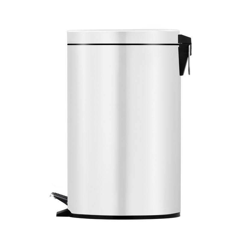 5L Round Stainless Steel Pedal Bin – White