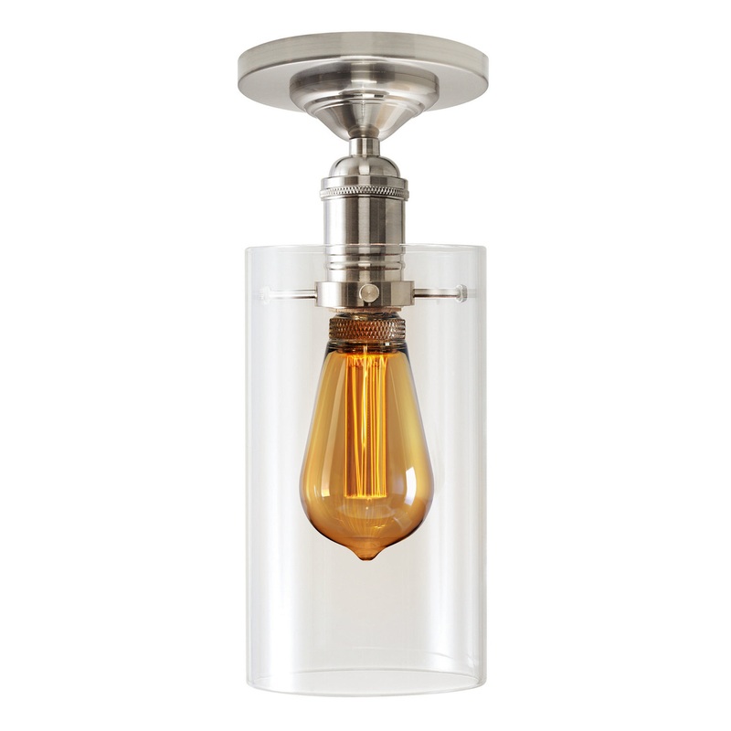 Ceiling Mount from the Retro Cylinder Collection in Satin Nickel Finish by Stone Lighting