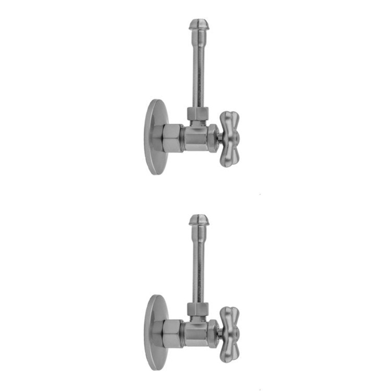 Faucet Supply Kit Multi Turn Angle Pattern 20 Inch Brass Polished Chrome Includes 5/8 Inch O.D. Compression (Fits 1/2 Inch Copper) x 3/8 Inch O.D. with Cross Handle