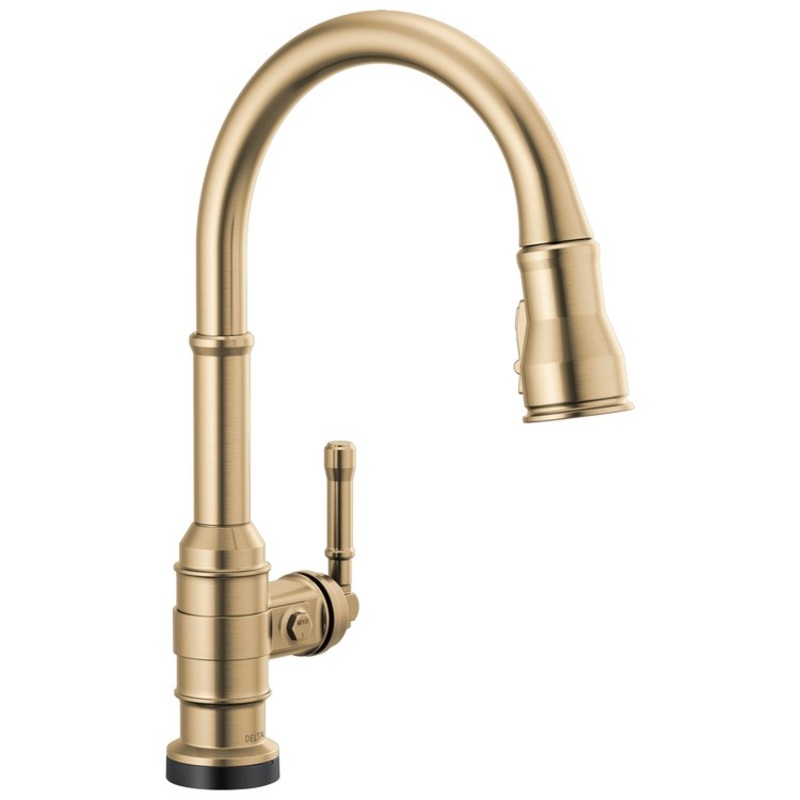 Kitchen Faucet Broderick 8 Inch Spread 1 Lever ADA CALGreen Champagne Bronze High Arc Pull Down 3 Function Wand Swivel 360DEG 1/3 Hole Deck Mount Touch2O with Touchless/MagnaTite Docking/VoiceIQ Compatible/ShieldSpray 1.8 Gallons per Minute