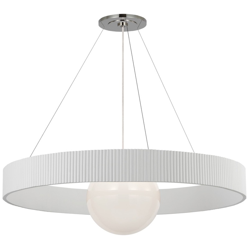 LED Chandelier from the Arena Collection in Polished Nickel And White Glass Finish by Visual Comfort Signature