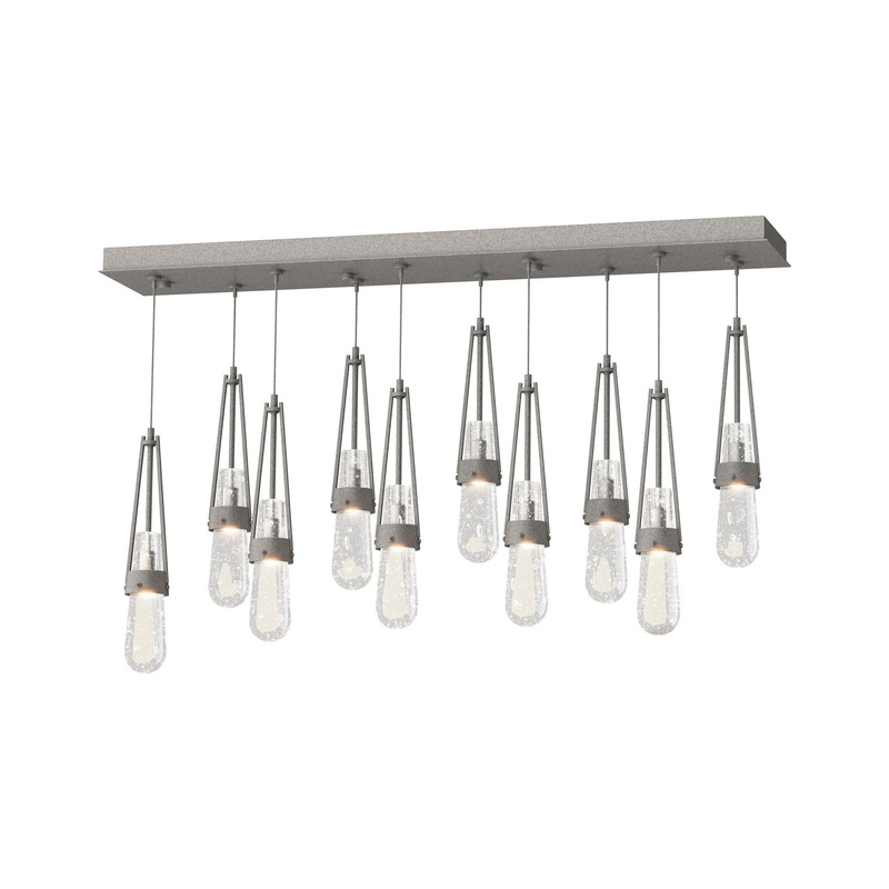 Link 10-Light Blown Glass Pendant Natural Iron Clear Bubble Glass (YG)
