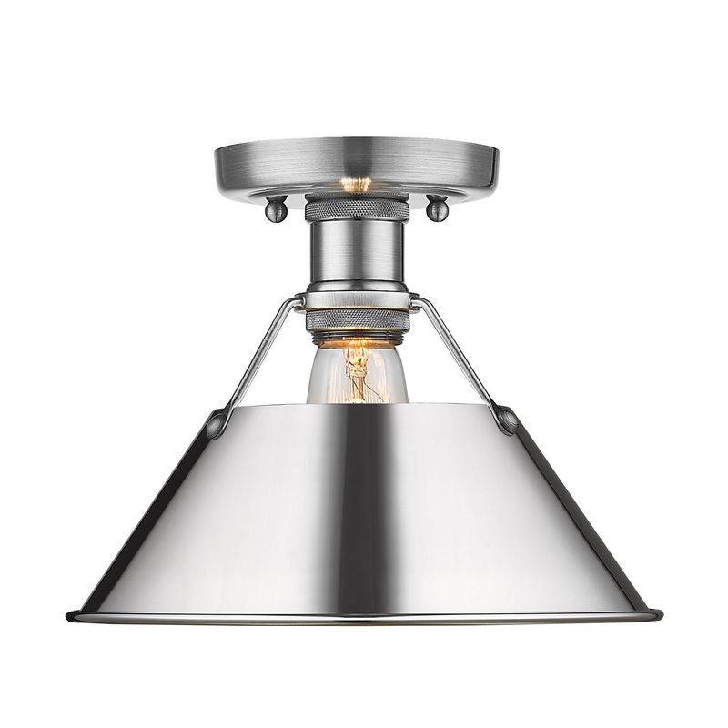 One Light Flush Mount from the Orwell Collection in Pewter Finish by Golden